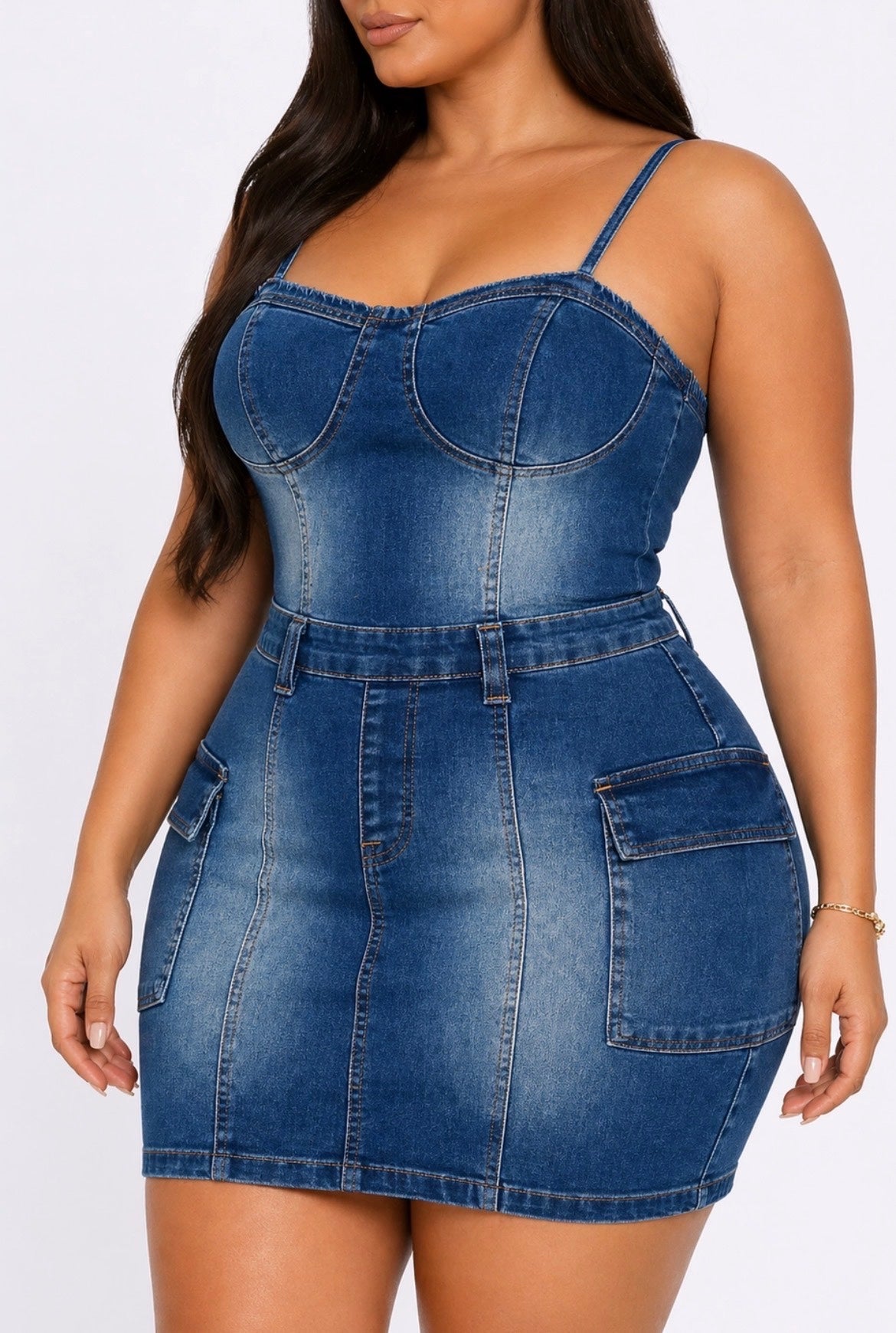 denim cargo dress Mic Check Denim Cargo Maxi Dress